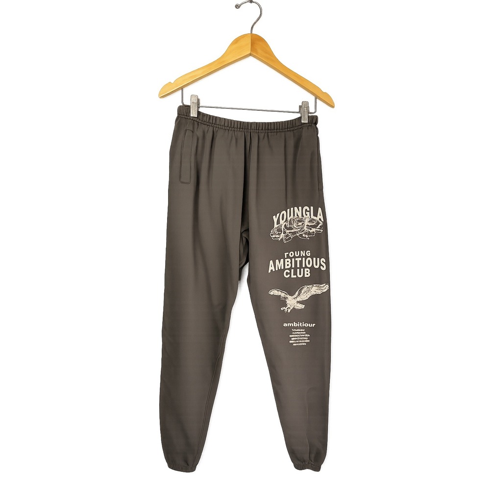 YoungLA Ambitious Club Graphic Jogger Sweatpants Brown Eagle Rose Mens Size L - Picture 2 of 7